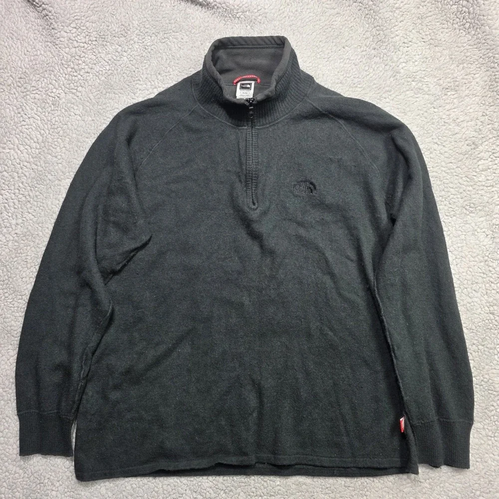 The North Face Sweater Mens Size‎ XLARGE Black 1/4 Zip Mock Neck Wool Blend